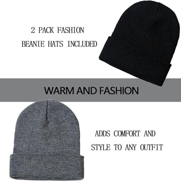 1&2 Pack Beanie for Men Women Slouchy Beanie Hats Winter Knit Caps Soft Ski Hat‎ - Picture 2 of 6